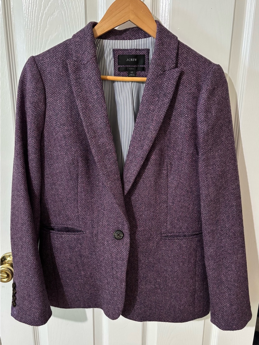 J. Crew Parke Herringbone Blazer in Purple S 10